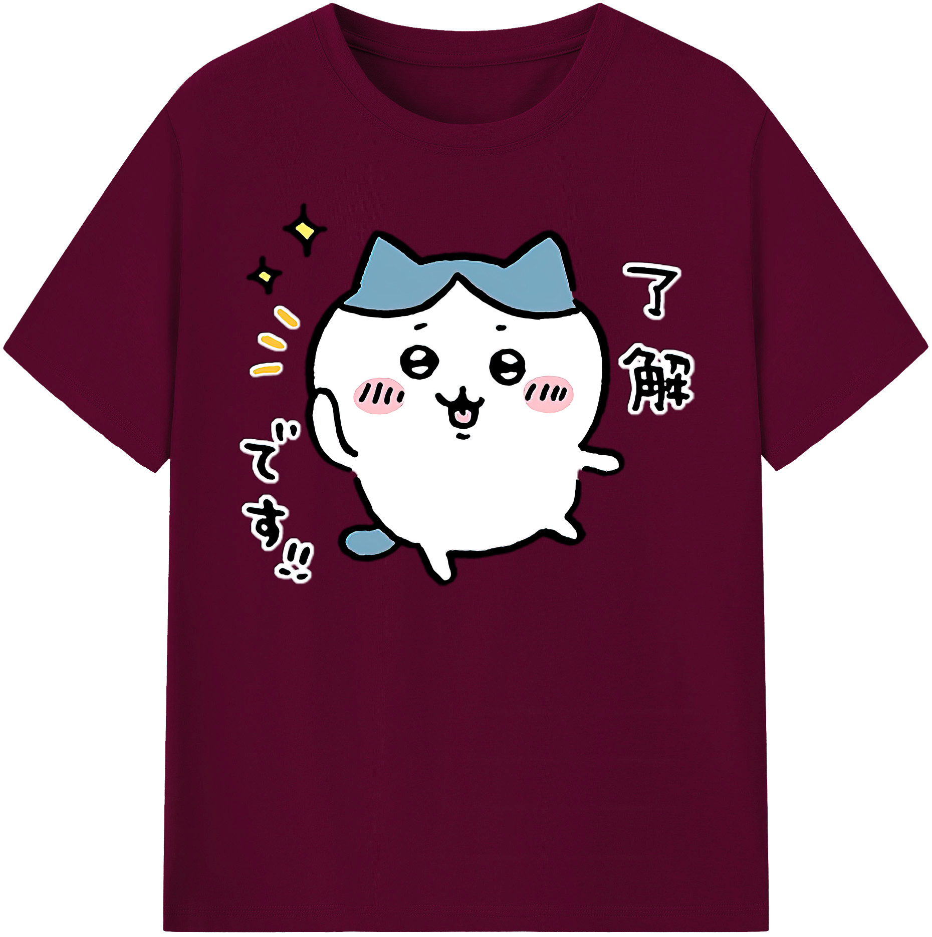 （画像用） ちいかわ ハチワレ Chii-kawa hachiware レディースカジュアルプリントTシャツ（綿100％）